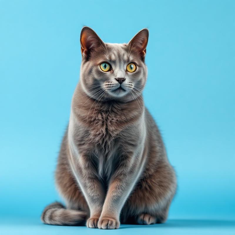 Grey cat sitting calmly